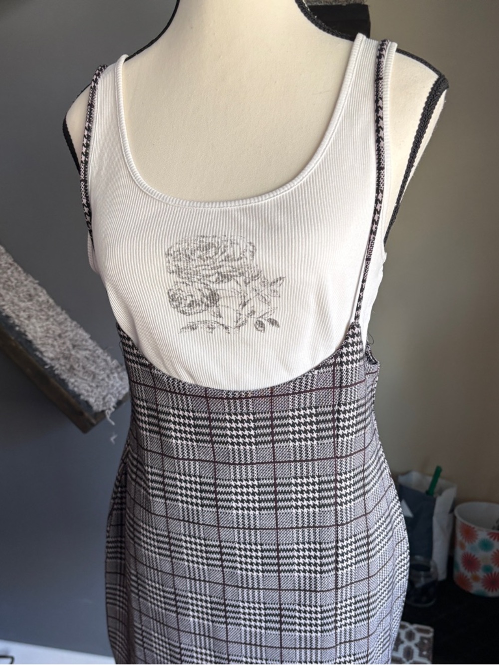 Plaid Pinafore Mini Dress